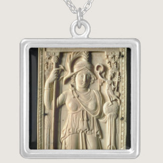 Ivory relief tablet silver plated necklace