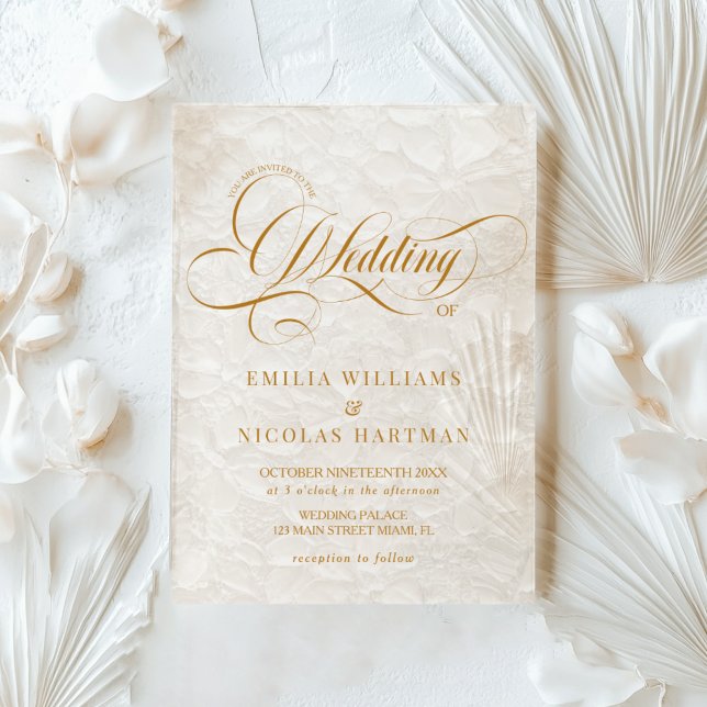 Ivory Romantic Calligraphy Wedding Acrylic Invitations (Creator Uploaded)