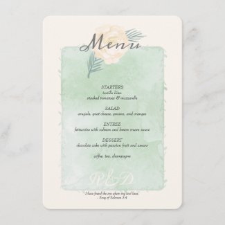 ivory Rose and Neo Mint Watercolor Menu