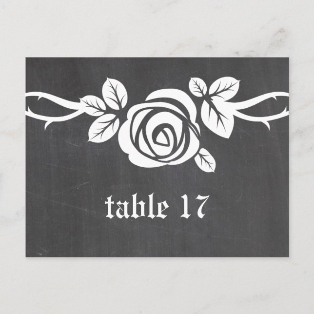 Ivory Rose Chalkboard Table Number Postcard (Front)