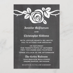 Ivory Rose Chalkboard Wedding Invite