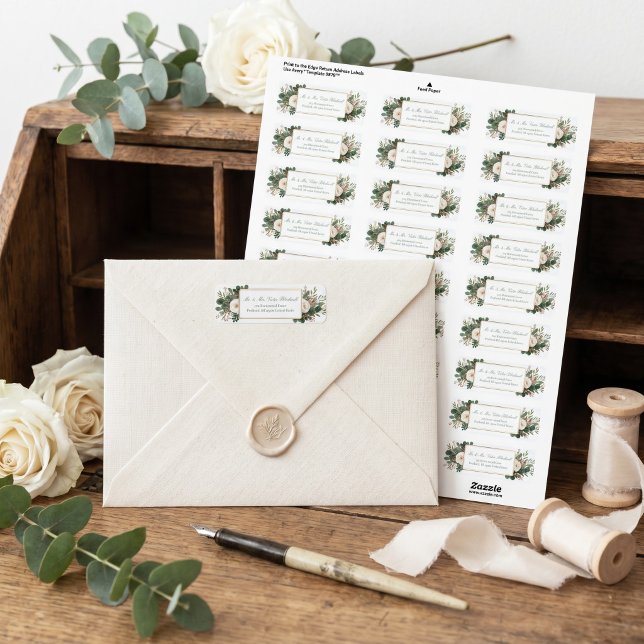 Ivory Rose Forest Green Gold Botanical Label (Creator Uploaded)