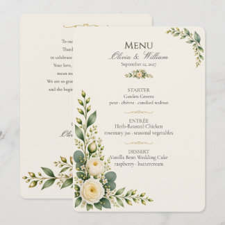 Ivory Rose Garden Wedding Menu