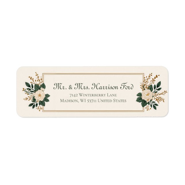 Ivory Rose Gold Berry Botanical Frame Label (Front)