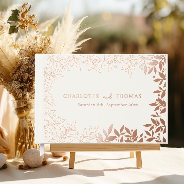 Ivory rose gold botanical wedding  foil guest book  (Creator Uploaded)