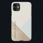 Ivory Rose Gold Foil Dusky Blue Geometric Triangle iPhone 11 Case<br><div class="desc">For any further customization or any other matching items,  please feel free to contact me at yellowfebstudio@gmail.com</div>