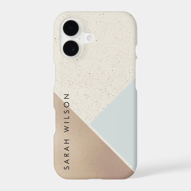 Ivory Rose Gold Foil Dusky Blue Geometric Triangle iPhone Case (Back)