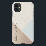 Ivory Rose Gold Foil Dusky Blue Geometric Triangle iPhone 11 Case<br><div class="desc">For any further customization or any other matching items,  please feel free to contact me at yellowfebstudio@gmail.com</div>