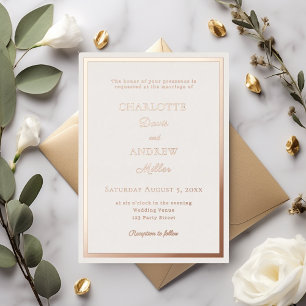 Ivory rose gold modern elegant luxury wedding foil invitation