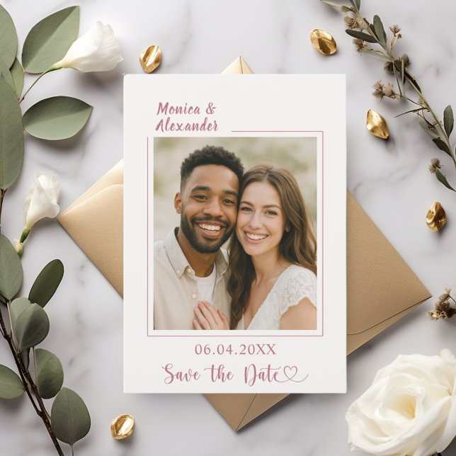 Ivory rose gold photo wedding Save the Date (Creator Uploaded)