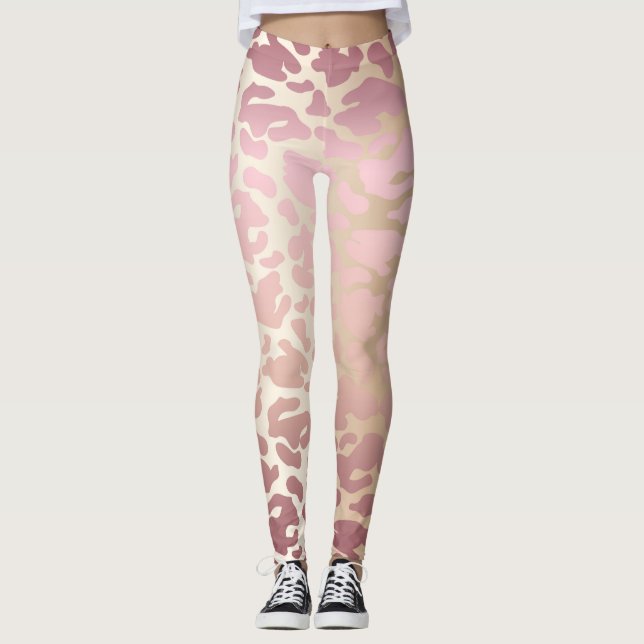 Ivory, Rose Gold & Pink Woman Leggings (Front)