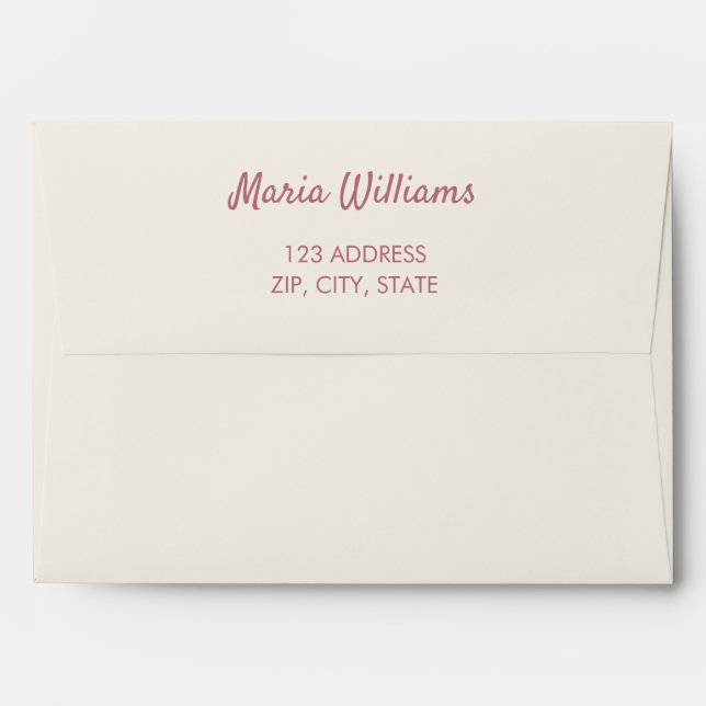 Ivory rose gold return address envelope (Back (Top Flap))