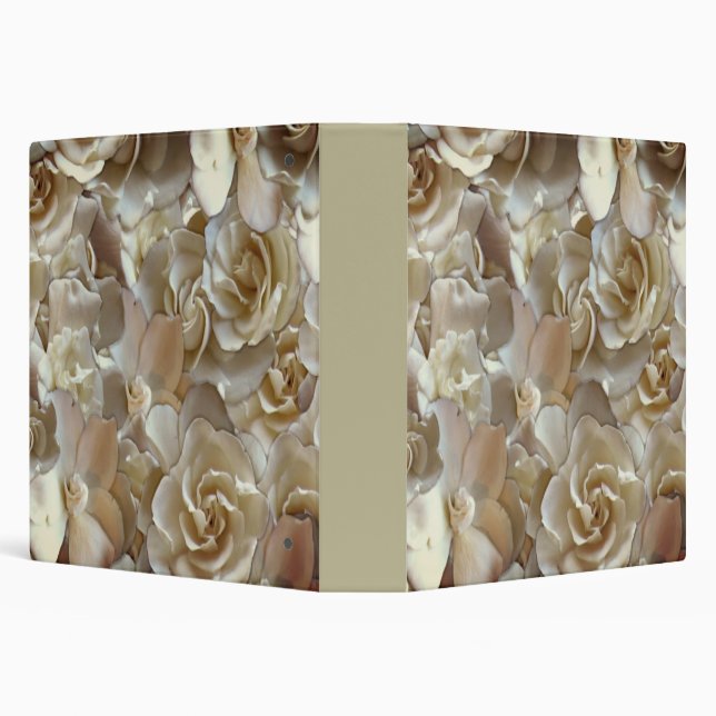 Ivory Rose Pattern – Elegant Floral Art 3 Ring Binder (Background)
