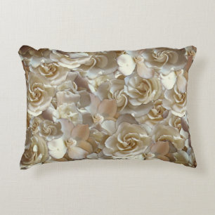 Ivory Rose Pattern – Elegant Floral Art Accent Pillow