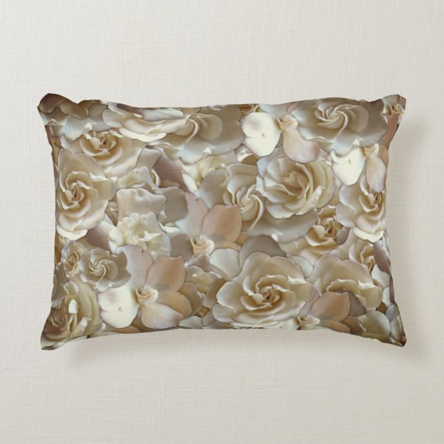 Ivory Rose Pattern – Elegant Floral Art Accent Pillow (Front)