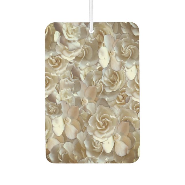 Ivory Rose Pattern – Elegant Floral Art Air Freshener (Front)