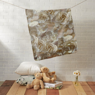 Ivory Rose Pattern – Elegant Floral Art Baby Blanket