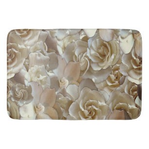 Ivory Rose Pattern – Elegant Floral Art Bath Mat