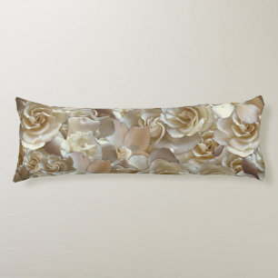 Ivory Rose Pattern – Elegant Floral Art Body Pillow