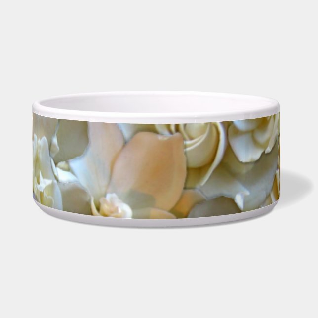 Ivory Rose Pattern – Elegant Floral Art Bowl (Front)