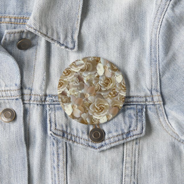 Ivory Rose Pattern – Elegant Floral Art Button (In Situ)