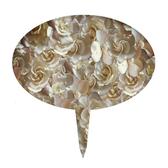Ivory Rose Pattern – Elegant Floral Art Cake Topper (Front)