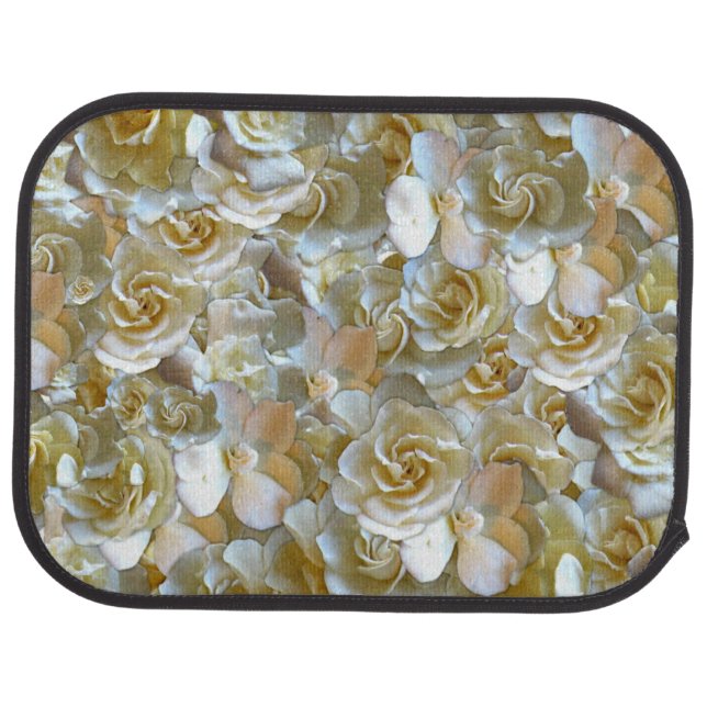 Ivory Rose Pattern – Elegant Floral Art Car Floor Mat (Rear)