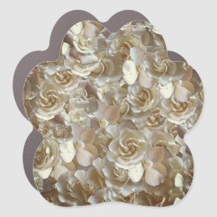 Ivory Rose Pattern – Elegant Floral Art Car Magnet