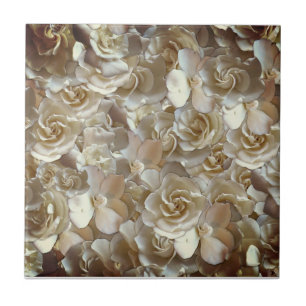 Ivory Rose Pattern – Elegant Floral Art Ceramic Tile
