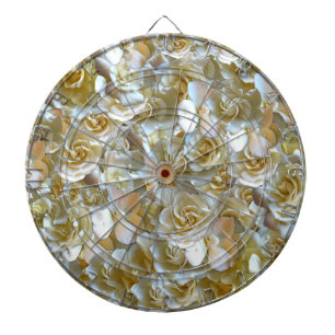 Ivory Rose Pattern – Elegant Floral Art Dart Board