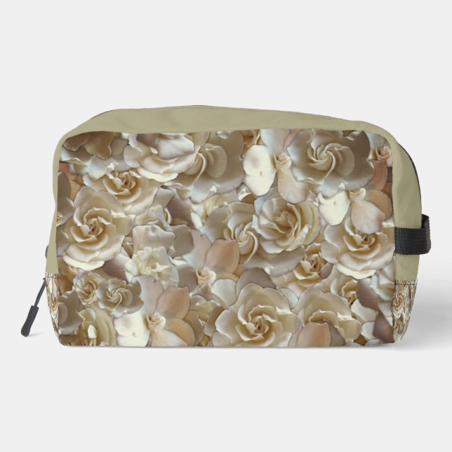 Ivory Rose Pattern – Elegant Floral Art Dopp Kit (Back)
