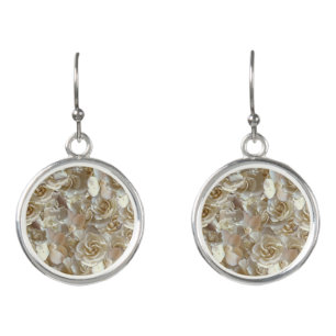 Ivory Rose Pattern – Elegant Floral Art Earrings