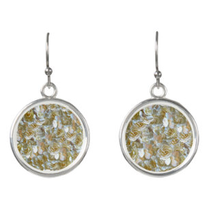 Ivory Rose Pattern – Elegant Floral Art Earrings