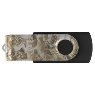Ivory Rose Pattern – Elegant Floral Art Flash Drive