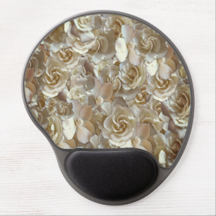 Ivory Rose Pattern – Elegant Floral Art Gel Mouse Pad