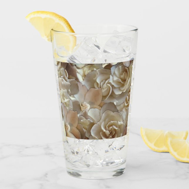 Ivory Rose Pattern – Elegant Floral Art Glass (Front Ice)