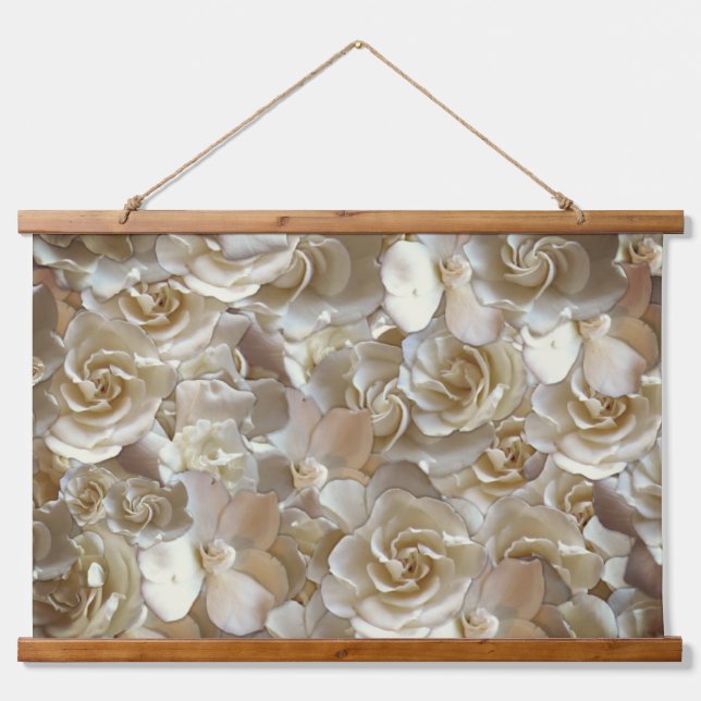 Ivory Rose Pattern – Elegant Floral Art Hanging Tapestry (Front)