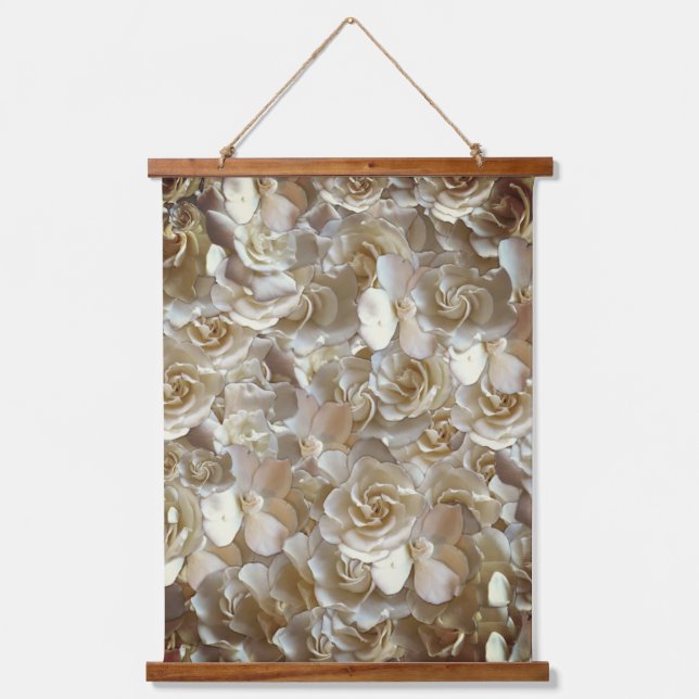 Ivory Rose Pattern – Elegant Floral Art Hanging Tapestry (Front)