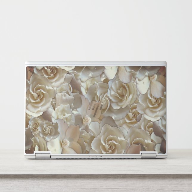 Ivory Rose Pattern – Elegant Floral Art HP Laptop Skin (Front)