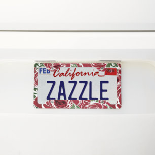 Ivory Rose Pattern – Elegant Floral Art License Plate Frame