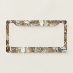 Ivory Rose Pattern – Elegant Floral Art License Plate Frame