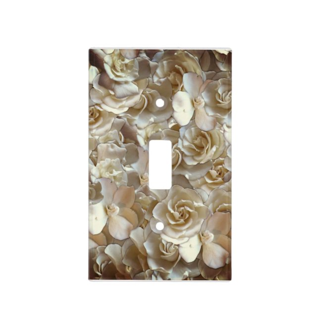Ivory Rose Pattern – Elegant Floral Art Light Switch Cover (Front)
