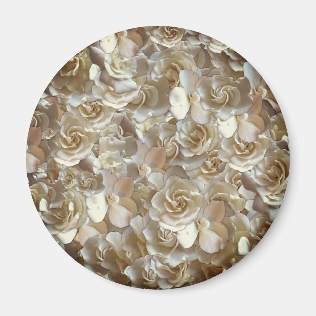 Ivory Rose Pattern – Elegant Floral Art Magnet (Front)