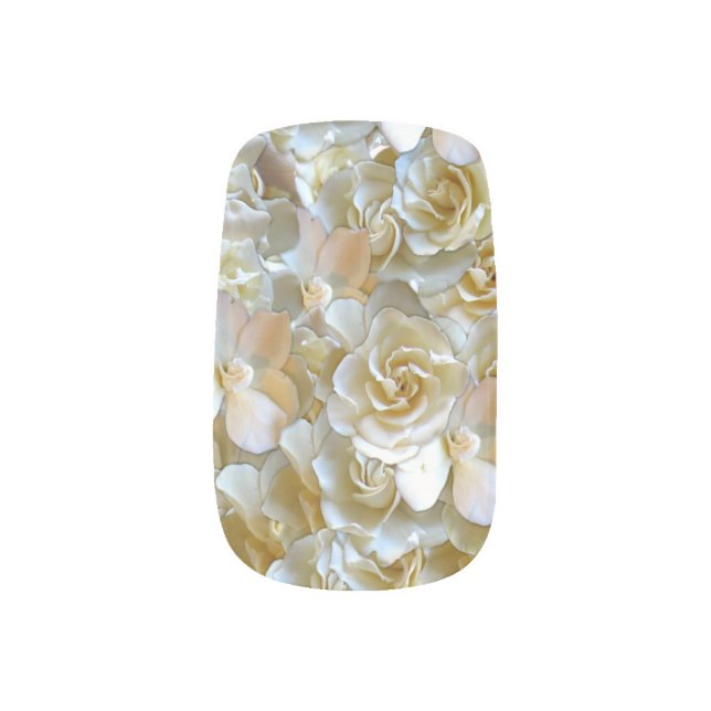 Ivory Rose Pattern – Elegant Floral Art Minx Nail Art (Left Thumb)