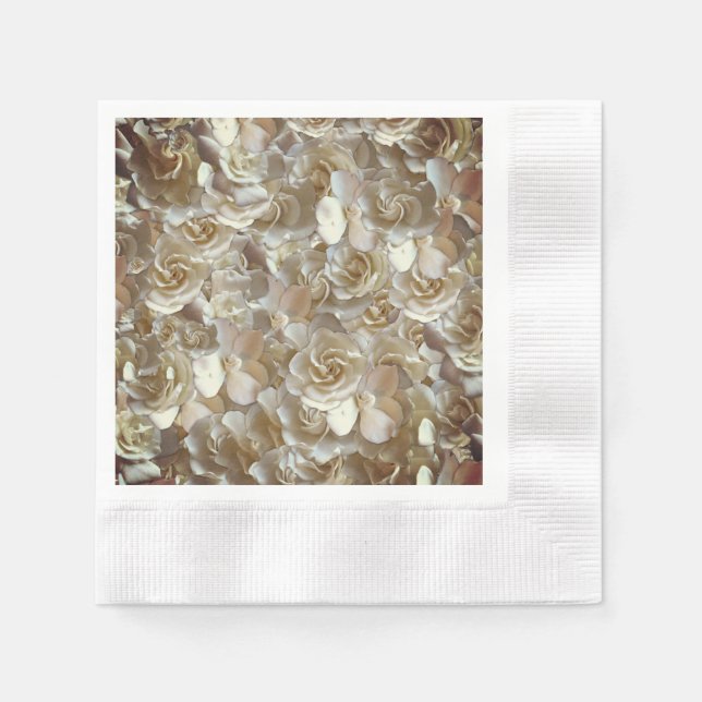 Ivory Rose Pattern – Elegant Floral Art Napkins (Front)