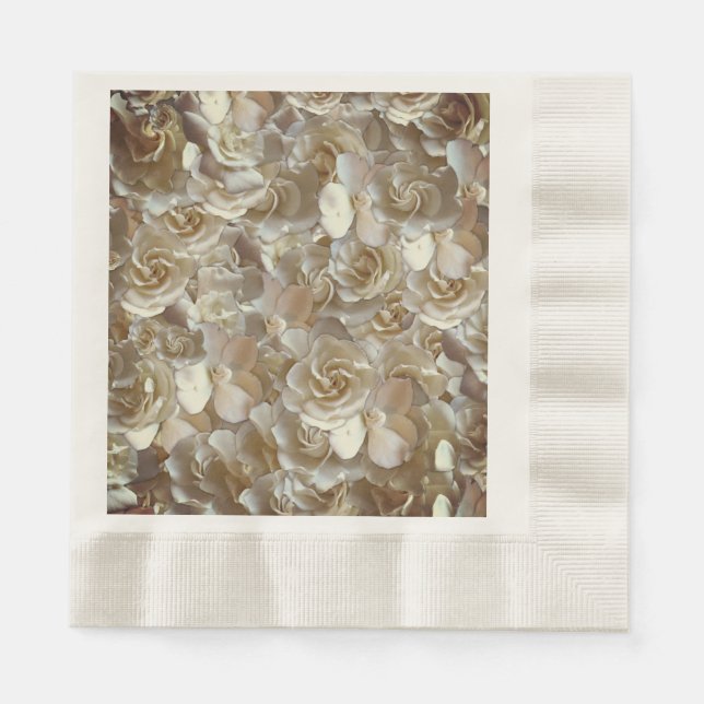 Ivory Rose Pattern – Elegant Floral Art Napkins (Front)