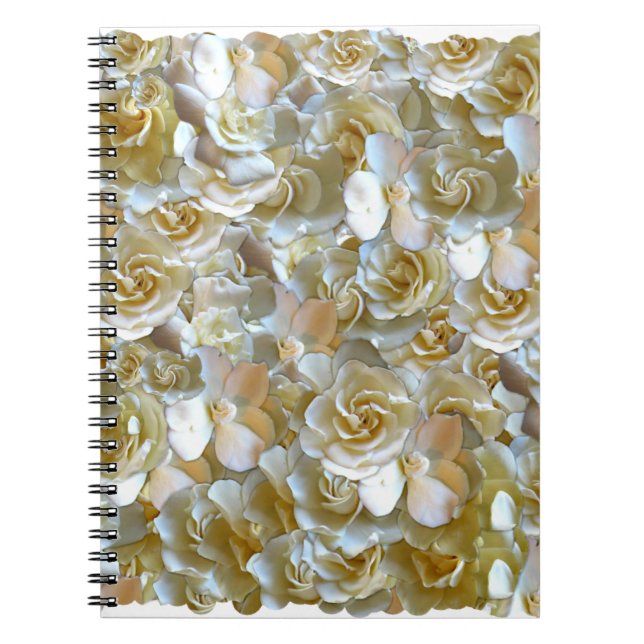 Ivory Rose Pattern – Elegant Floral Art Notebook (Front)