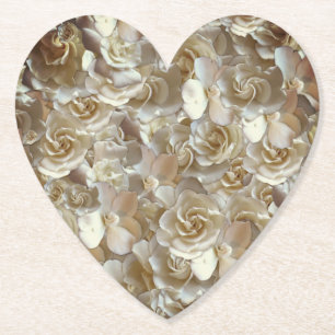 Ivory Rose Pattern – Elegant Floral Art Paper Coaster