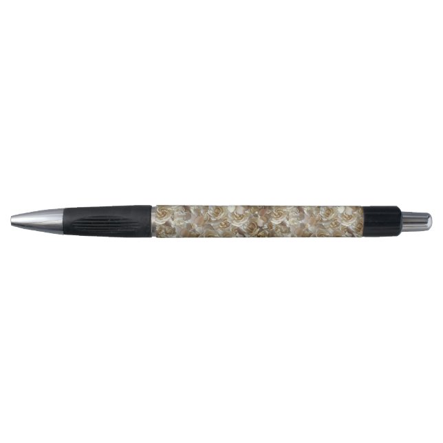 Ivory Rose Pattern – Elegant Floral Art Pen (Front)