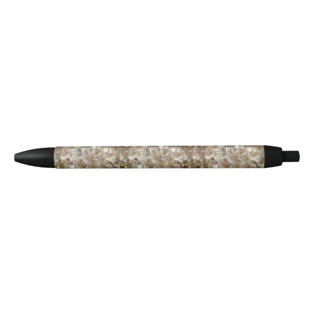 Ivory Rose Pattern – Elegant Floral Art Pen (Front)